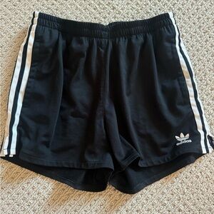 Adidas Black Athletic Shorts with Iconic Stripes